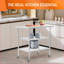 Table basse en acier inoxydable pour l'extérieur / restaurant, 24 x 36 pouces avec 2 tablettes réglables et roulettes, durable et facile à assembler