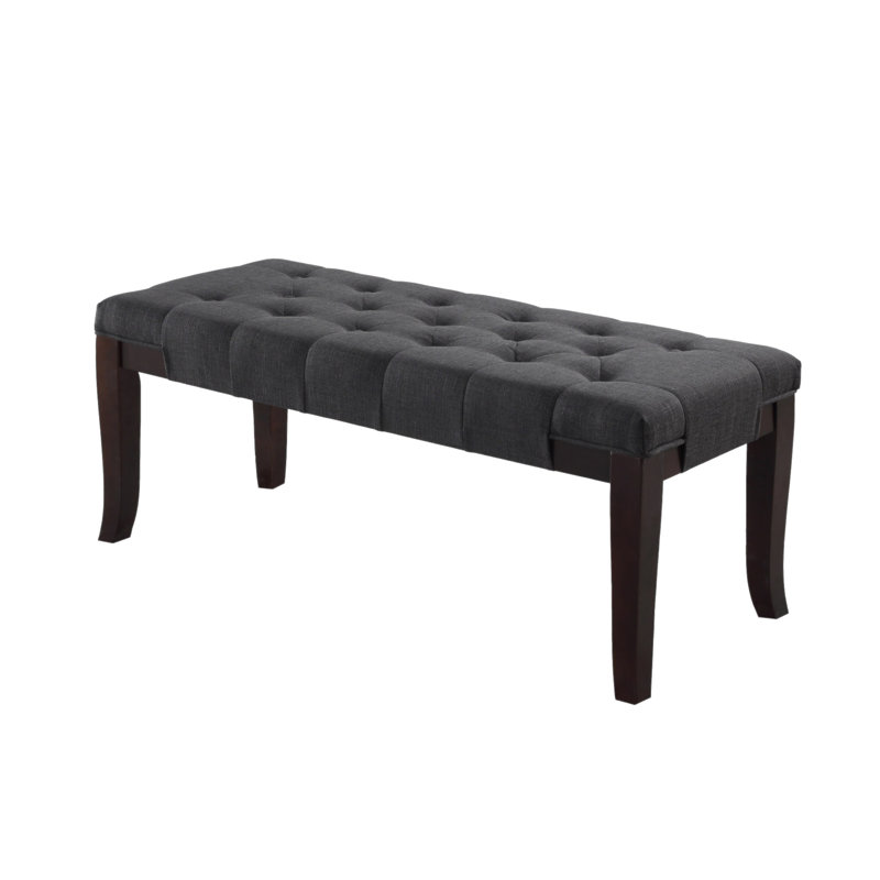 Linon Tufted Bench, Fabric, Gray