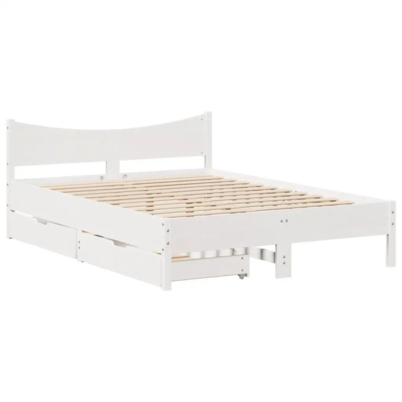Solid Wood Bed, White, Kingsize (5')