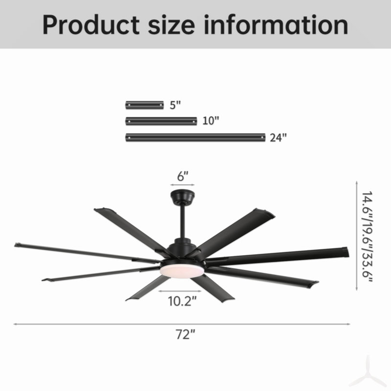 Ventilateurs de plafond modernes de 72 pouces avec télécommande intelligente et moteur à courant continu 6 vitesses pour le salon