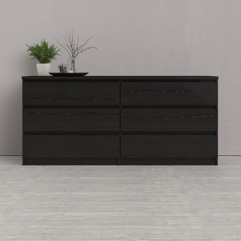 Emanuelle 153.8cm W 6 - Drawer Chest of Drawers, Black
