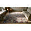 Gray Antique Small Square American Floral Basket Weave Folk Art Design Hooked Rug
