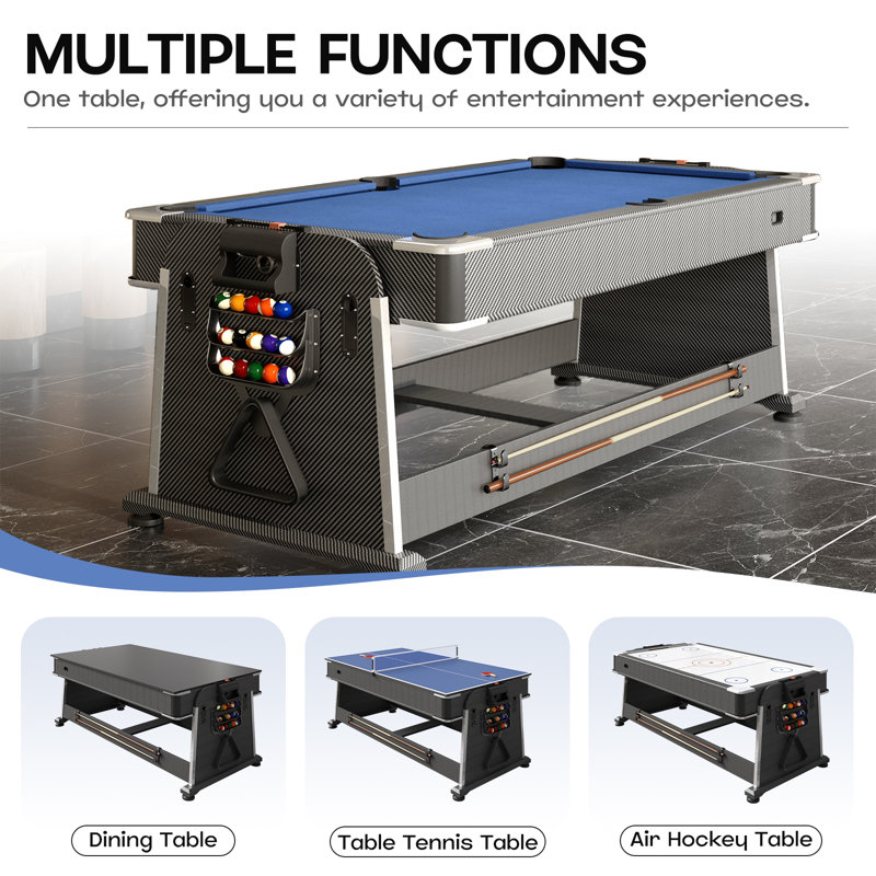 79''x44'' 4-in-1 Multi-Function Pool Table
