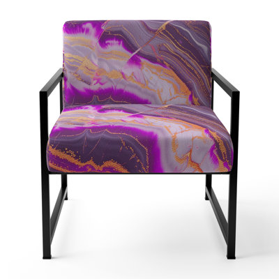 Franny Segment Layers Of Marbled Rock - Upholstered Purple Geode Accent Arm Chair