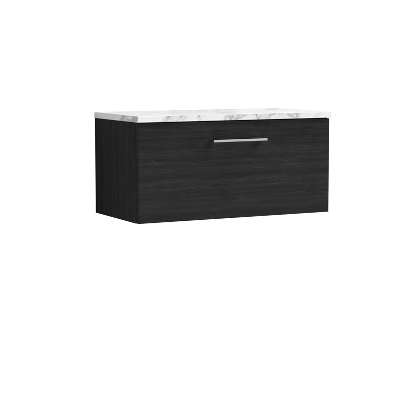 Arno 80.5cm Single Bathroom Vanity Base Only, Charcoal Black Woodgrain