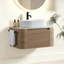 Meuble-lavabo moderne au design cannelé incurvé et armoire préassemblée