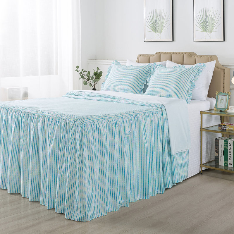 Ensemble de couvre-lit en microfibre , Bleu, Couvre-lit simple + 1 taie décorative pour grand 