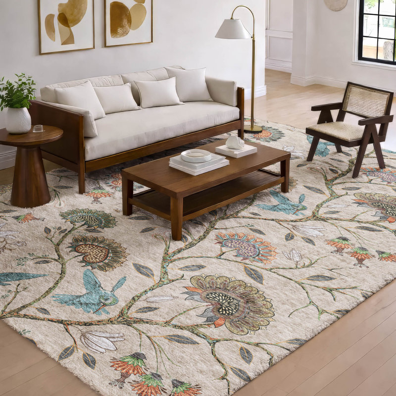 Premium Machine Washable Dream Shag ADS174 Hummingbirds Rug, 9' x 12'