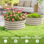 Ensemble de lit de jardin surélevé rond en acier galvanisé blanc doux avec bordure de sécurité en caoutchouc