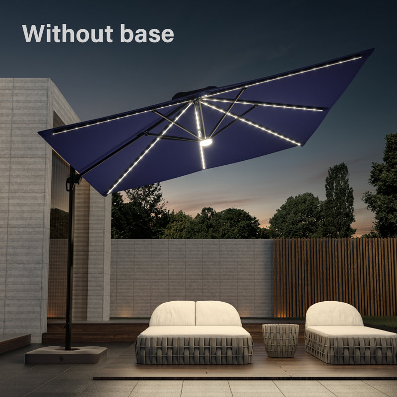 Seena 11.5 x 9' Rectangular Lighted Cantilever Umbrella, Navy Blue
