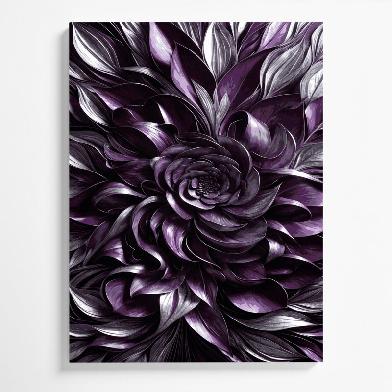 «Abstract Florals 29», art mural sur toile mauve, H 10 po x l 8 po