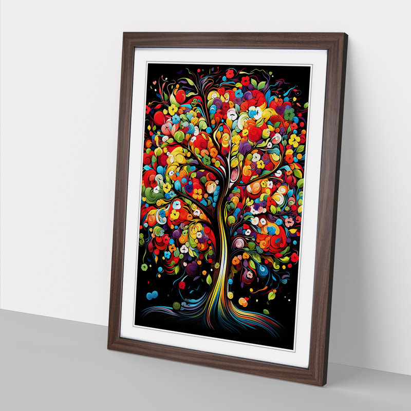 Single Picture Frame Print on Wood, 64cm H x 46cm W, Walnut Framed