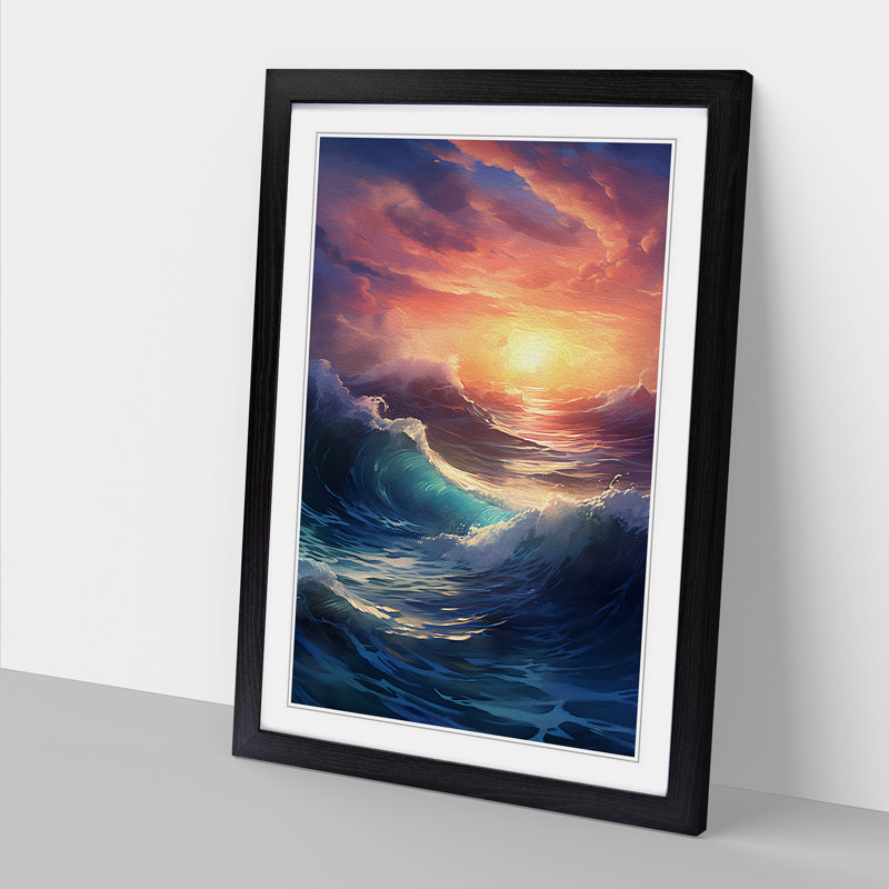 Ocean Digital Framed Print, Black , 64cm H x 46cm W x 2cm D