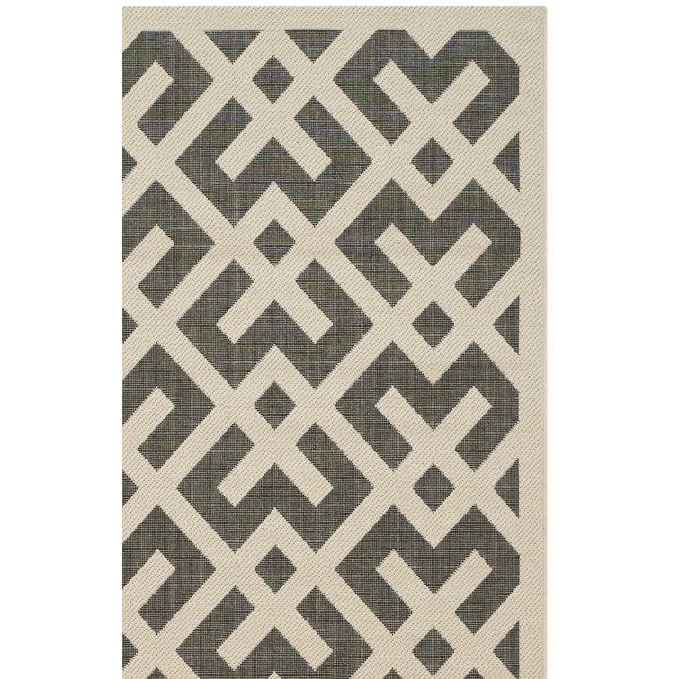 Arneshia Geometric Black/Beige Indoor/Outdoor Area Rug
