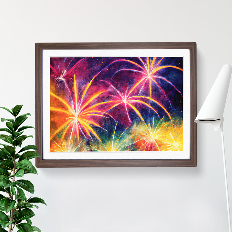Spectacular Fireworks - Framed Print, 34cm H x 46cm W, Walnut Frame