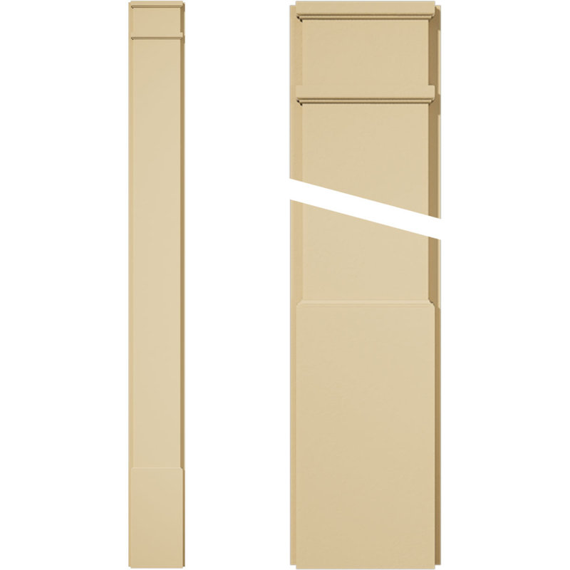 Pilastre simple en uréthane Signature avec majuscule et base, brun clair apprêté, 9 po x 90 po x 2 po, Décoratif