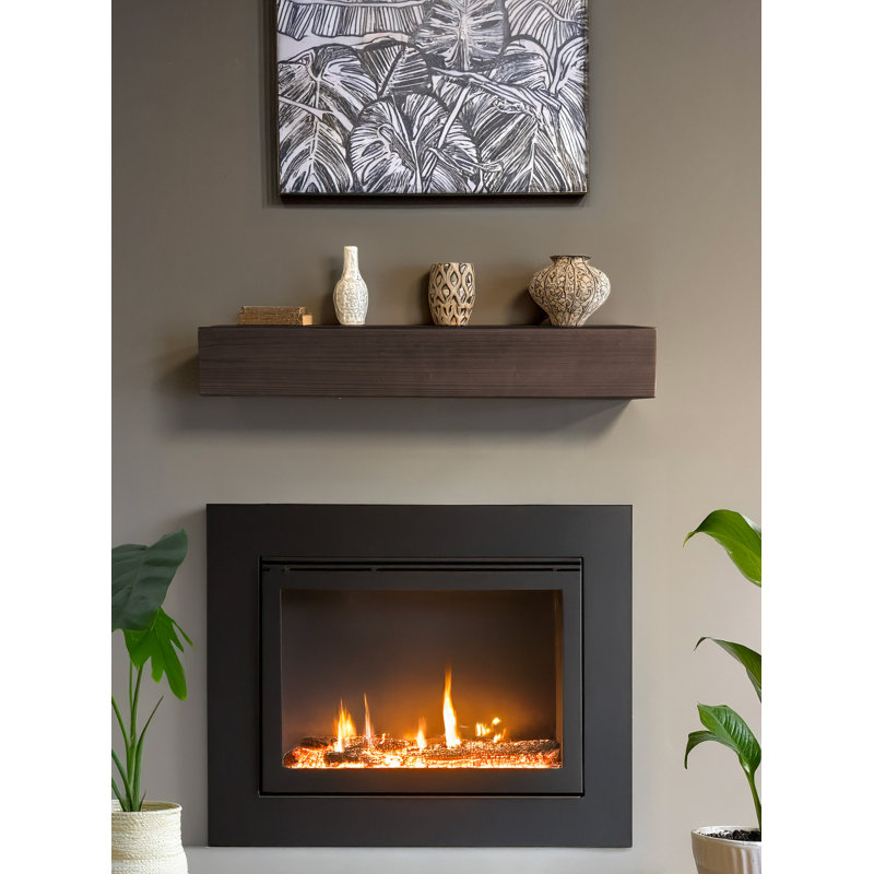 Solid Wood Fireplace Mantel Shelf, Dark Brown Wood, 6.5" D x 36.02" W x 7.28" H