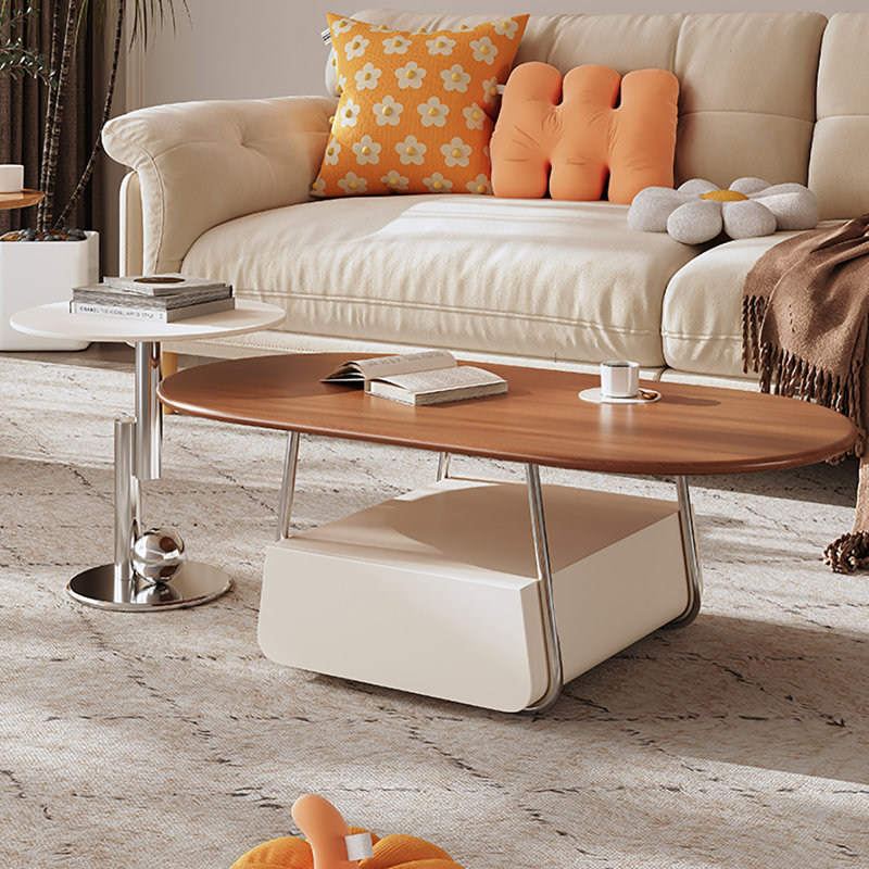 Table de bout rétro ovale, Blanc, H 15,7 po x L 47,2 po x l 23,6 po