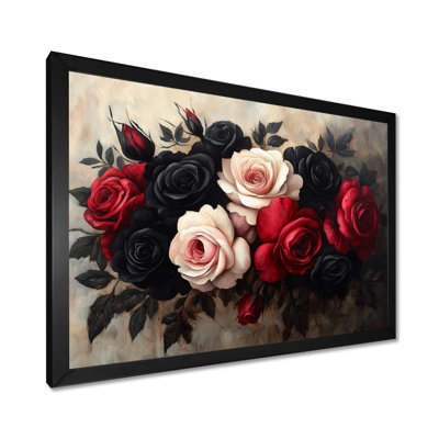 Morlee Midnight Pink Red Roses Bouquet - Roses Wall Art Decor