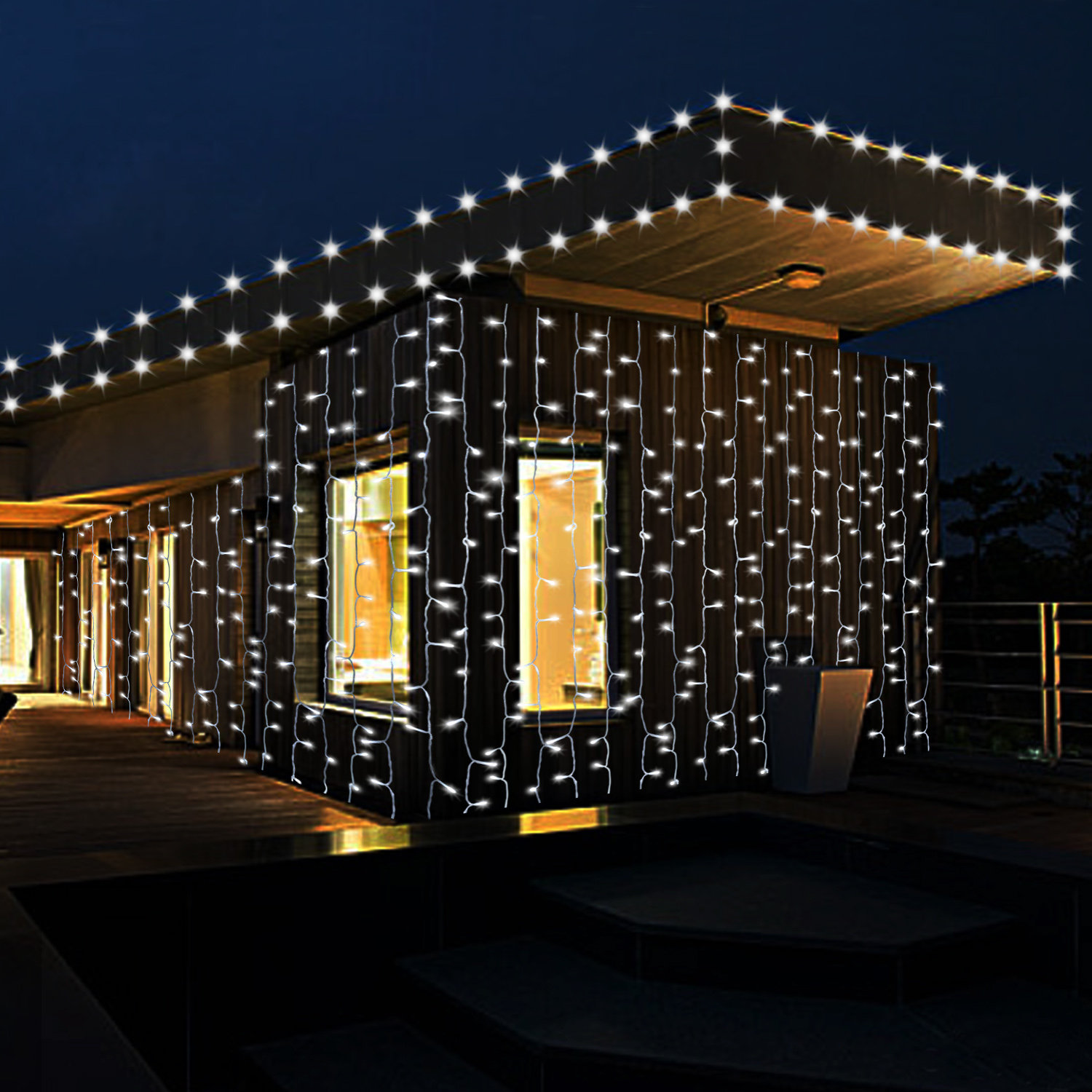 10' LED Twinkle String Lights, Cool White, 300 Lights