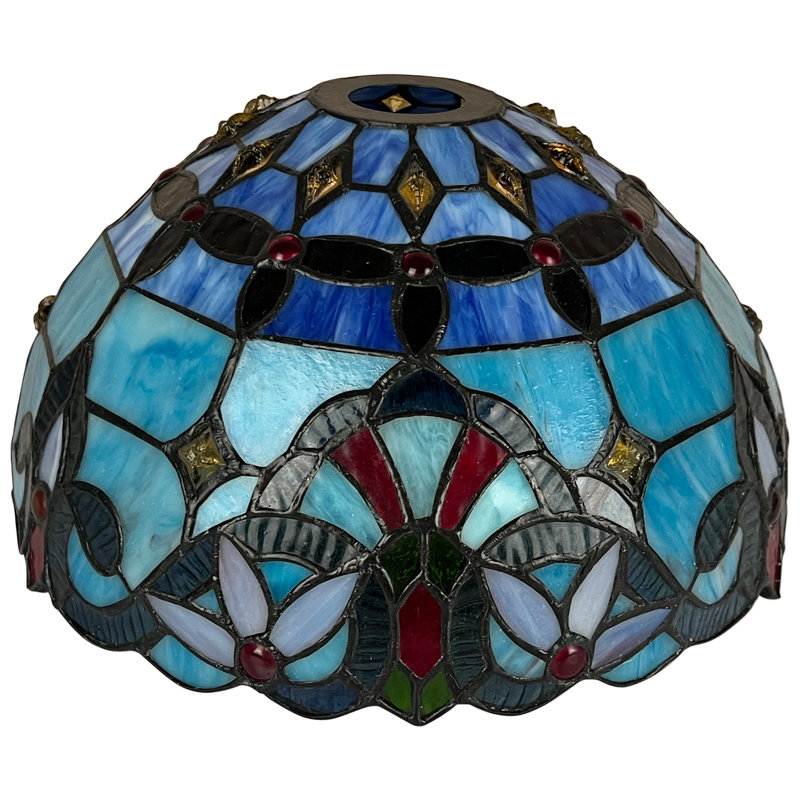 Abat-jour en verre coloré de 12 pouces de style Tiffany, H 6 po x l 12 po x P 12 po