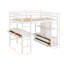 Lit mezzanine double avec bureau intégré avec deux tiroirs et tablettes et tiroirs de rangement