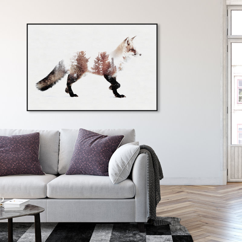 The Fox - reproduction d'impression, H 36 po x l 54 po x P 1,5 po, Toile avec cadre noir