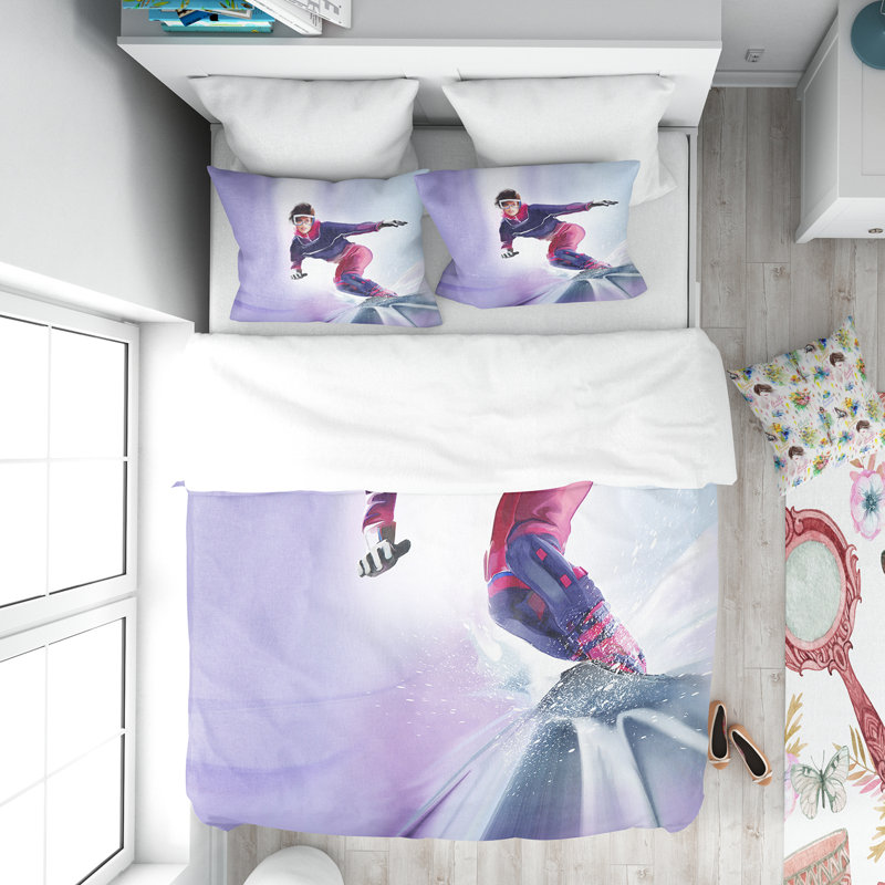 Ensemble de housse de couette pour snowboard designart pretty féminin, Twin Duvet Cover + 2 Shams