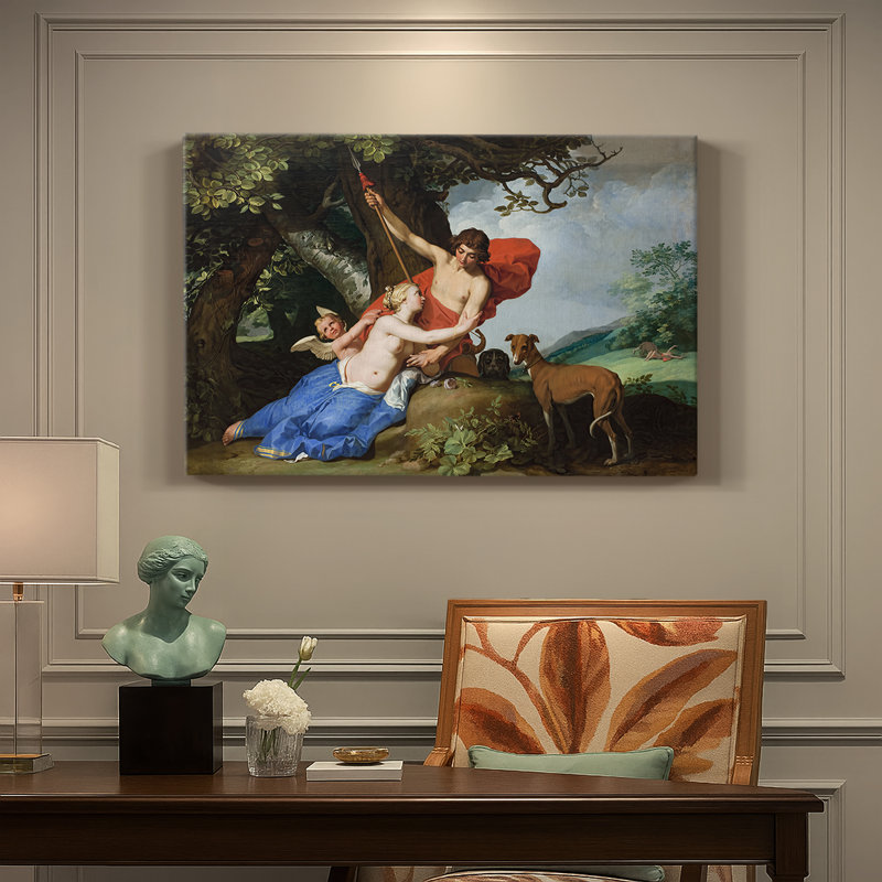 Vénus et Adonis-Abraham Bloemaert-Toile tendue avec châssis-1632, 18 x 27