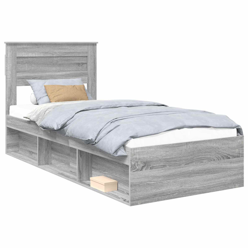 Solid Wood Bed, Small Single (2'6), Grey Sonoma