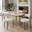Dining Chairs Modern Teddy Fabric Upholstered Chairs with Curved Backrest and Black Metal Legs-912791776-950957271