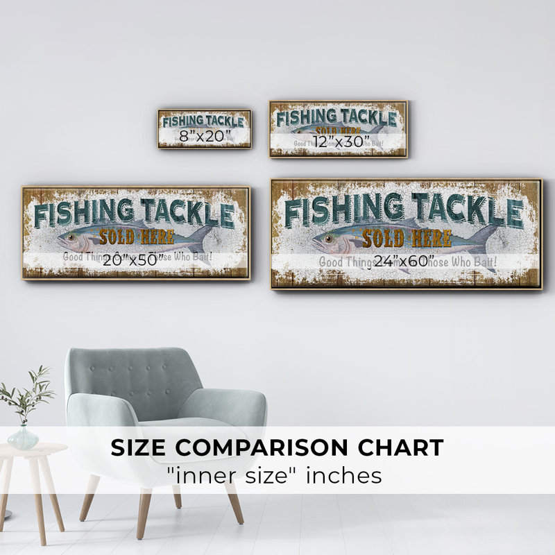 Fishing Tackle- Framed Canvas, 8" H x 20" W