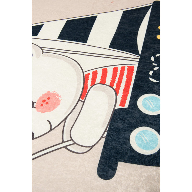 Machine Washable Area Rug, 100% Polyester, 4.6 x 6.2 Feet | Antibacterial, Non-Slip Underside, Pile Height: 0.4 Inches | Durable & Easy Care, Perfect for Living Room, Bedroom, and Dining Areas