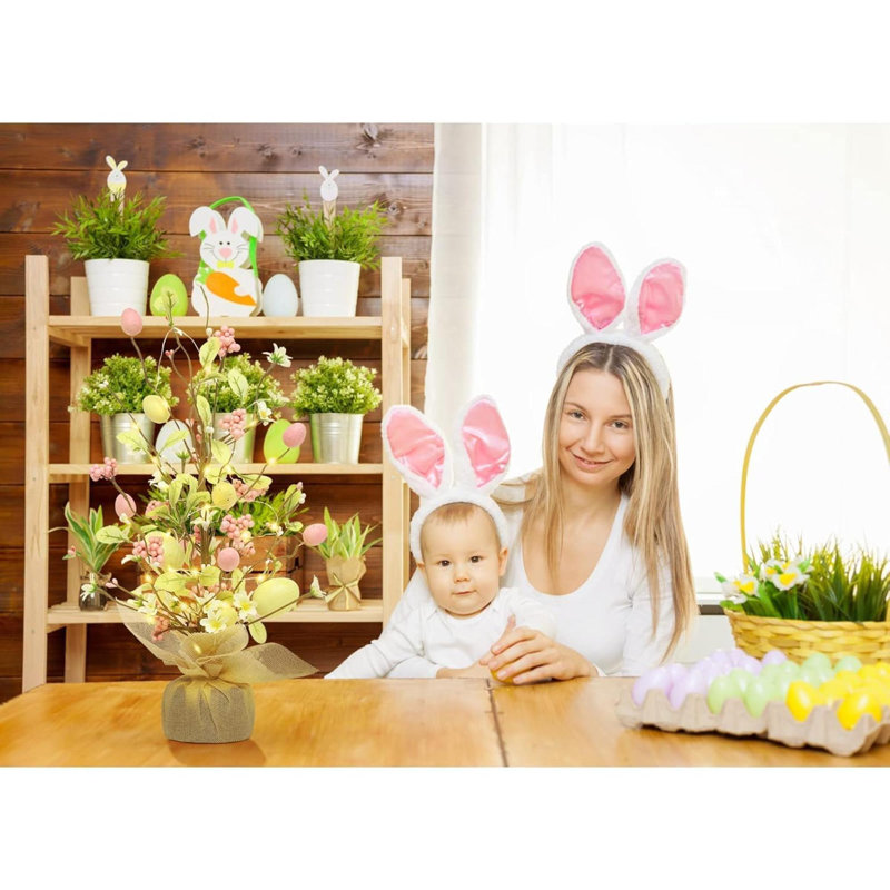 Décoration de Pâques, décoration de table d'œuf de Pâques pré-éclairée avec des ornements délicats, pour la fête de mariage, décoration de printemps et d'été