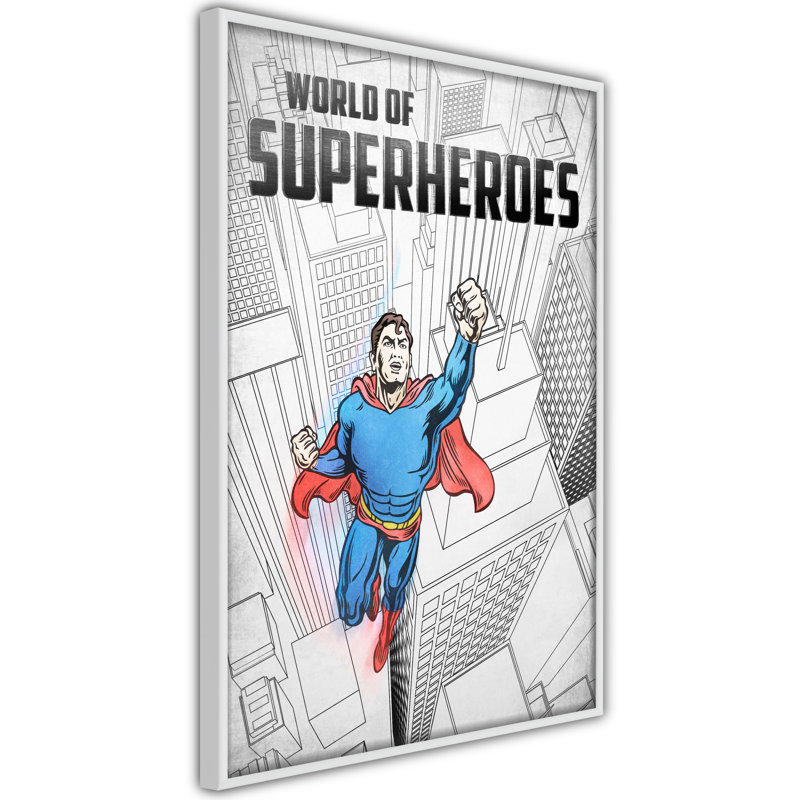 Superhero - Single Picture Frame Print, 45cm H x 30cm W x 2cm D, Gold Framed
