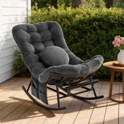Chaise berçante d'extérieur surdimensionnée avec repose-pieds Papasan