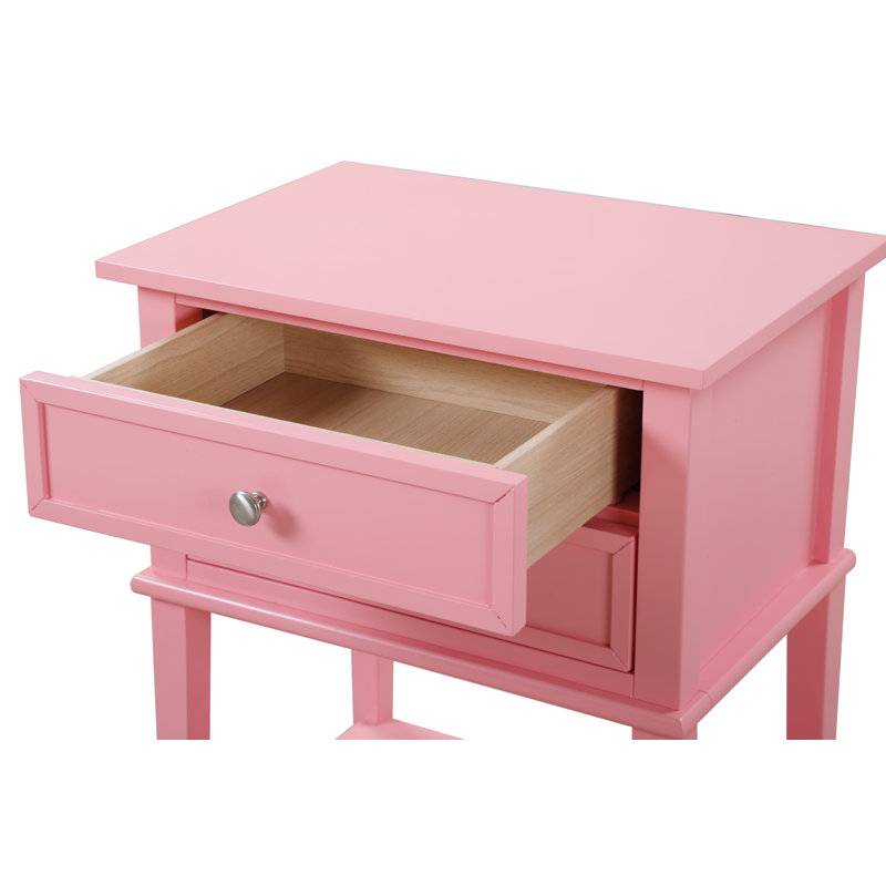 Table de chevet 2 tiroirs Newton, rose, Rose