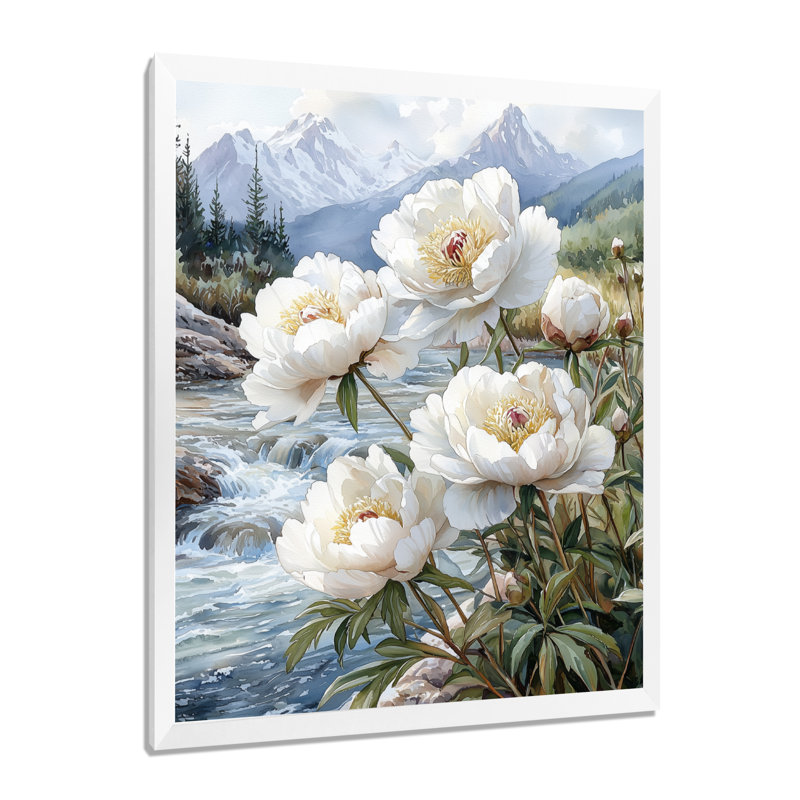 Gradyn - salon d'art mural floral, H 32 po x l 16 po, Reproduction encadrée d'une seule photo, Blanc