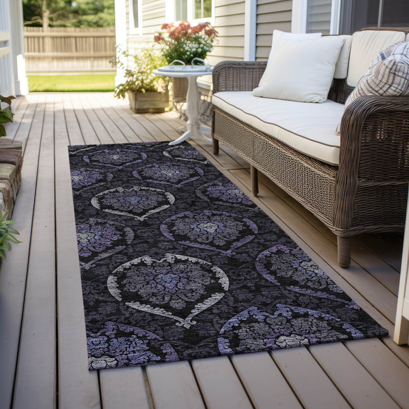 Shivana Washable Damask Indoor / Outdoor Rug, Runner 2'3" x 7'6"