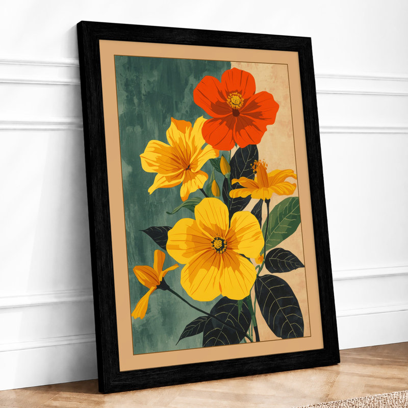 Nasturtium Study Botanical - Framed Print, Black, A3 - 42.0 x 29.7 cm