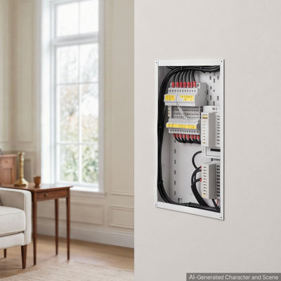 Boîtier multimédia structuré de 20 pouces encastré avec couvercle à visser, boîtier réseau de gestion des câbles, acier laminé à froid, armoire électrique encastrée, avec entrées prédécoupées, montage encastré ou en saillie