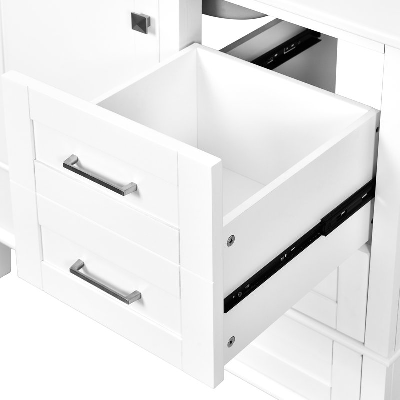 Meuble de rangement blanc à fermeture en douceur - Élégant et discret pour les salles de bain., Argent, Blanc