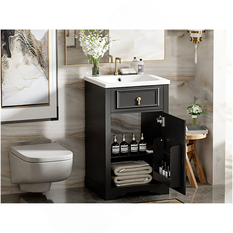 20-Inch Bathroom Vanity With Ceramic Sink, Soft Close Door, Adjustable Shelf, And Door-Mounted Storage Rack - Ideal For Small Bathrooms