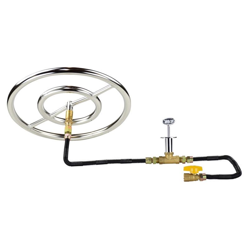 Anneau de brûleur en acier inoxydable avec ensemble de connexion au propane liquide de luxe, H 0,5 po x l 18 po x P 18 po
