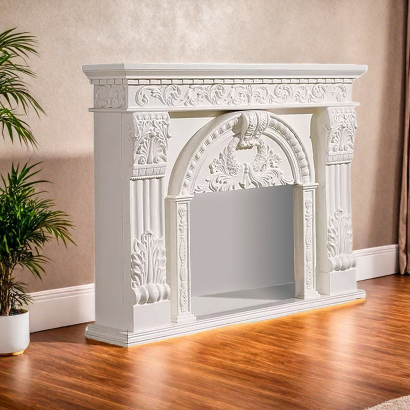 Foyer sculpté rétro moderne et simple, Blanc, H 47,63 po x l 59,05 po x P 12,99 po