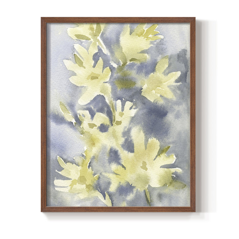 Forsythia Blooms I, reproduction encadrée - bois massif, Brun, H 28 po x l 22 po