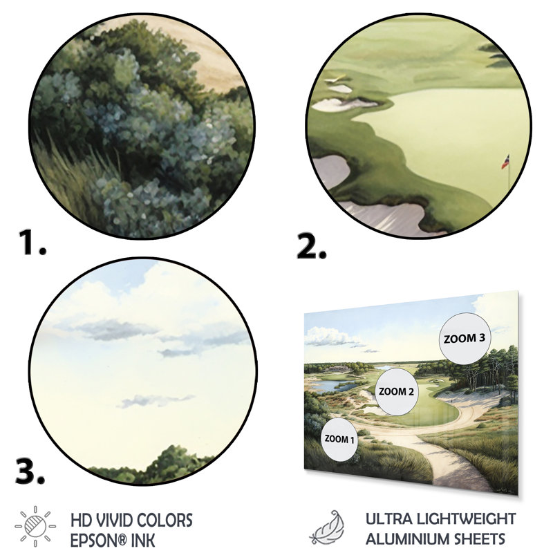 Terrain de golf en été - Décoration murale sport en métal, H 16 po x l 32 po