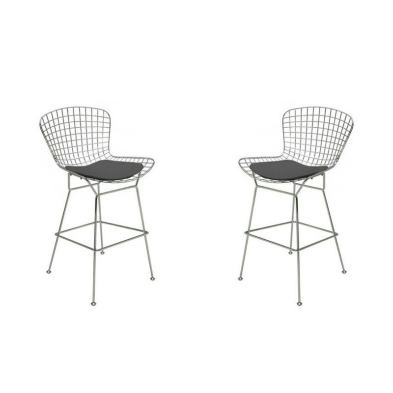 Tabouret de bar et de comptoir Aceves, Noir, Tabouret de comptoir (siège d'une hauteur de 26 p