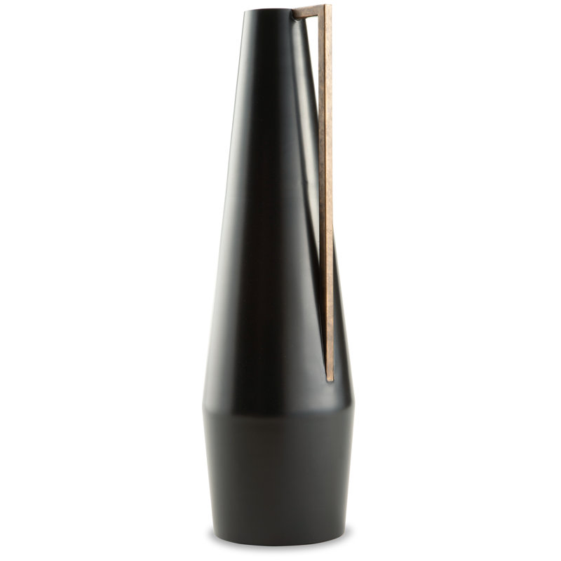 Black and Gold Tall Metal Contemporary Vase