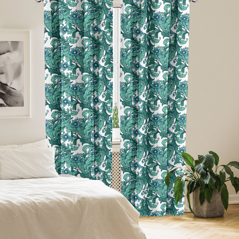 Rideaux botaniques à 4 panneaux Ambesonne, style Art déco, L 56 po x L 95 po